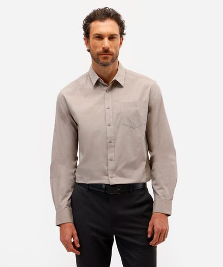 camisa comfort manga longa bege 3