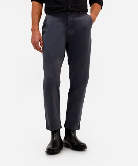 calça chino slim masculina de sarja cinza 38