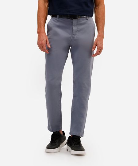calça chino slim de sarja com elastano masculina azul 38