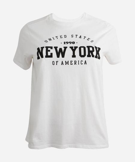 camiseta feminina de algodão plus size new york off white GG