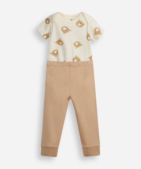 conjunto infantil de algodão ursinho bege 9-12 conjunto infantil de algodão ursinho bege 9-12
