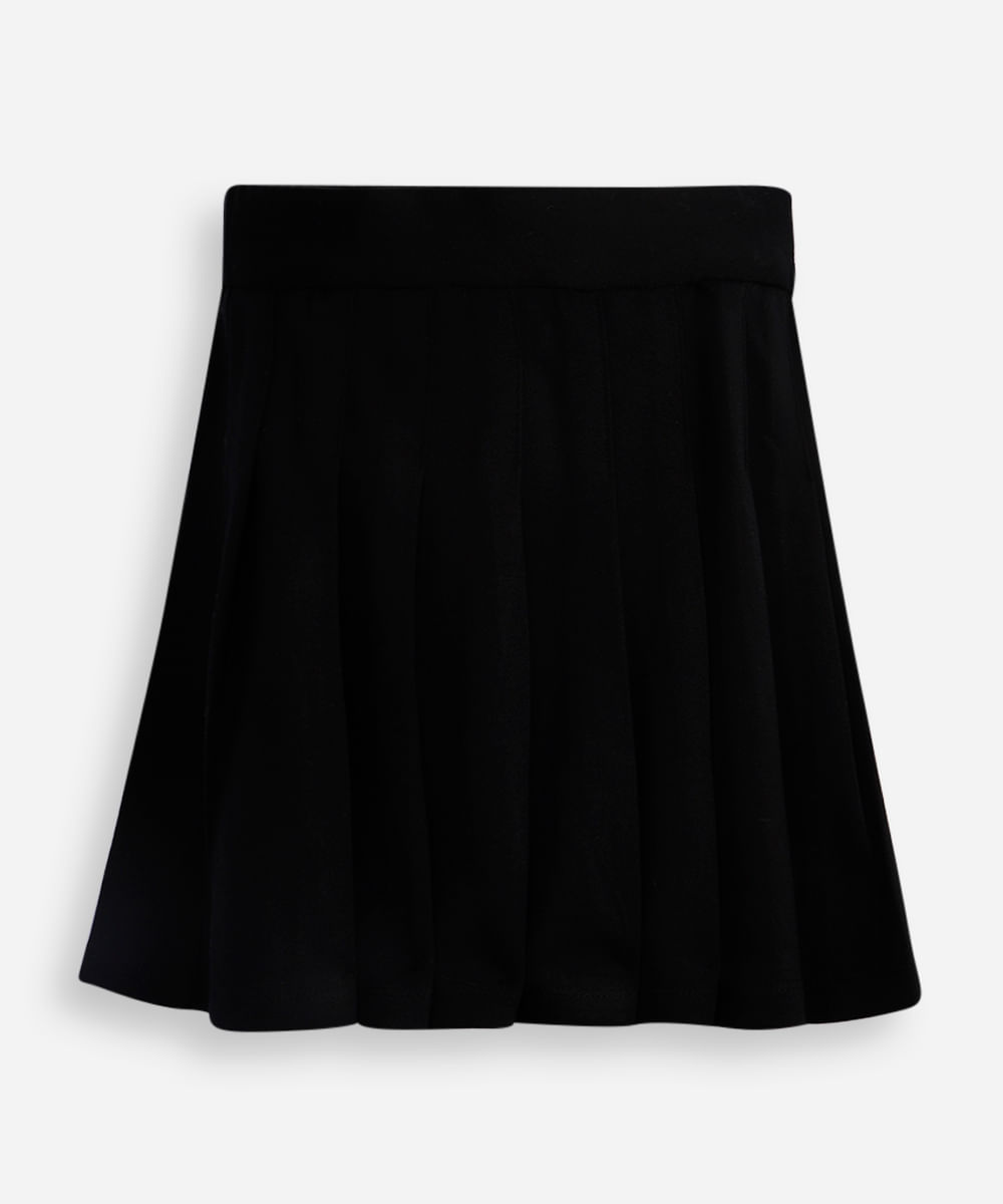saia curta plissada infantil - preto