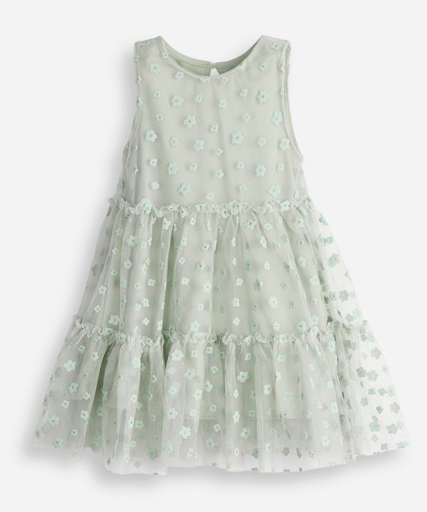 vestido infantil de tule floral verde 1