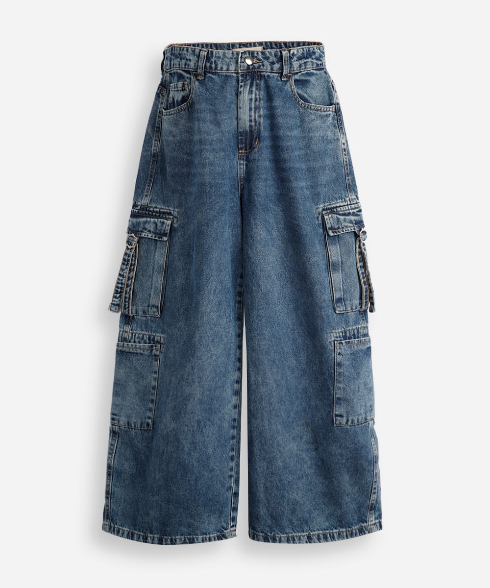 calça skater juvenil jeans azul