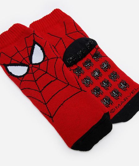 meia cano médio juvenil homem aranha vermelha 26-29