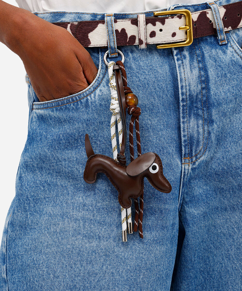 chaveiro bag charm cachorro e cordas colorido