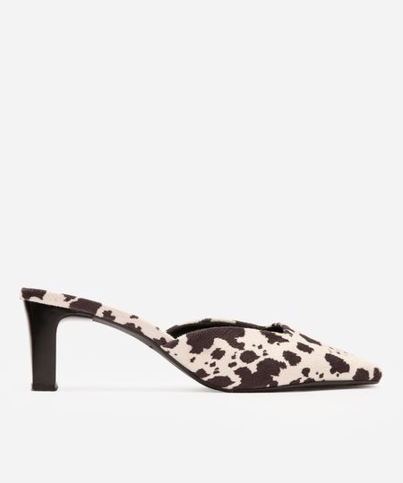 mule acetinado salto reto animal print mindset preto 35