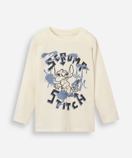 blusa infantil de algodão manga longa stitch bege 4 blusa infantil de algodão manga longa stitch bege 4