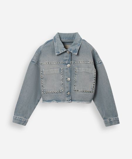 jaqueta jeans infantil com tachas azul 6 jaqueta jeans infantil com tachas azul 6