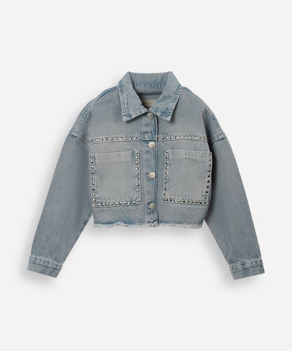 jaqueta jeans infantil com tachas azul 4