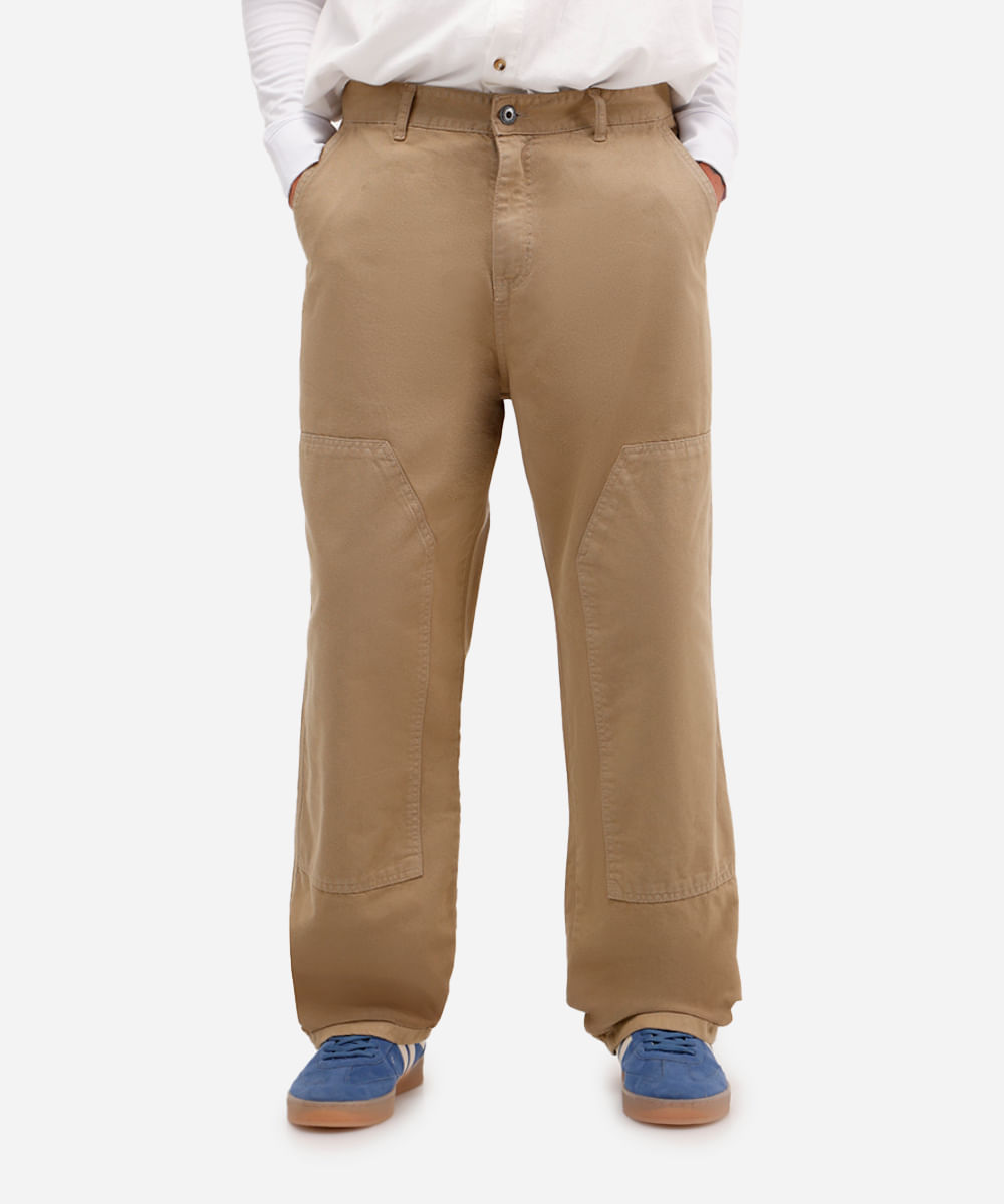 calça skater masculina de sarja bege