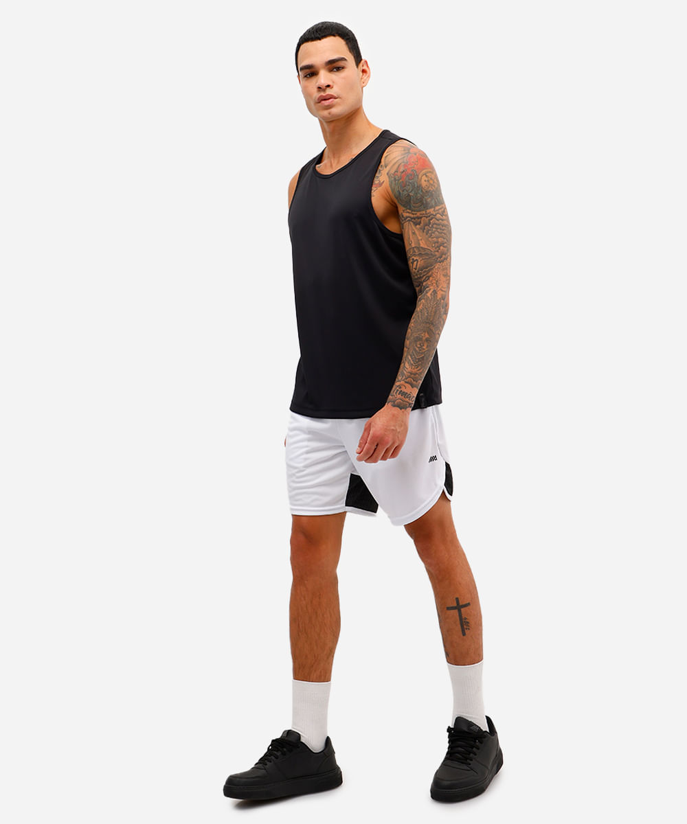 short masculino esportivo texturizado com recorte - branco