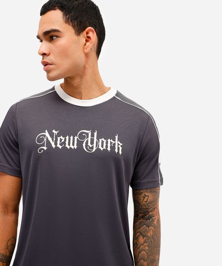 camiseta masculina esportiva ace com recortes new york cinza P