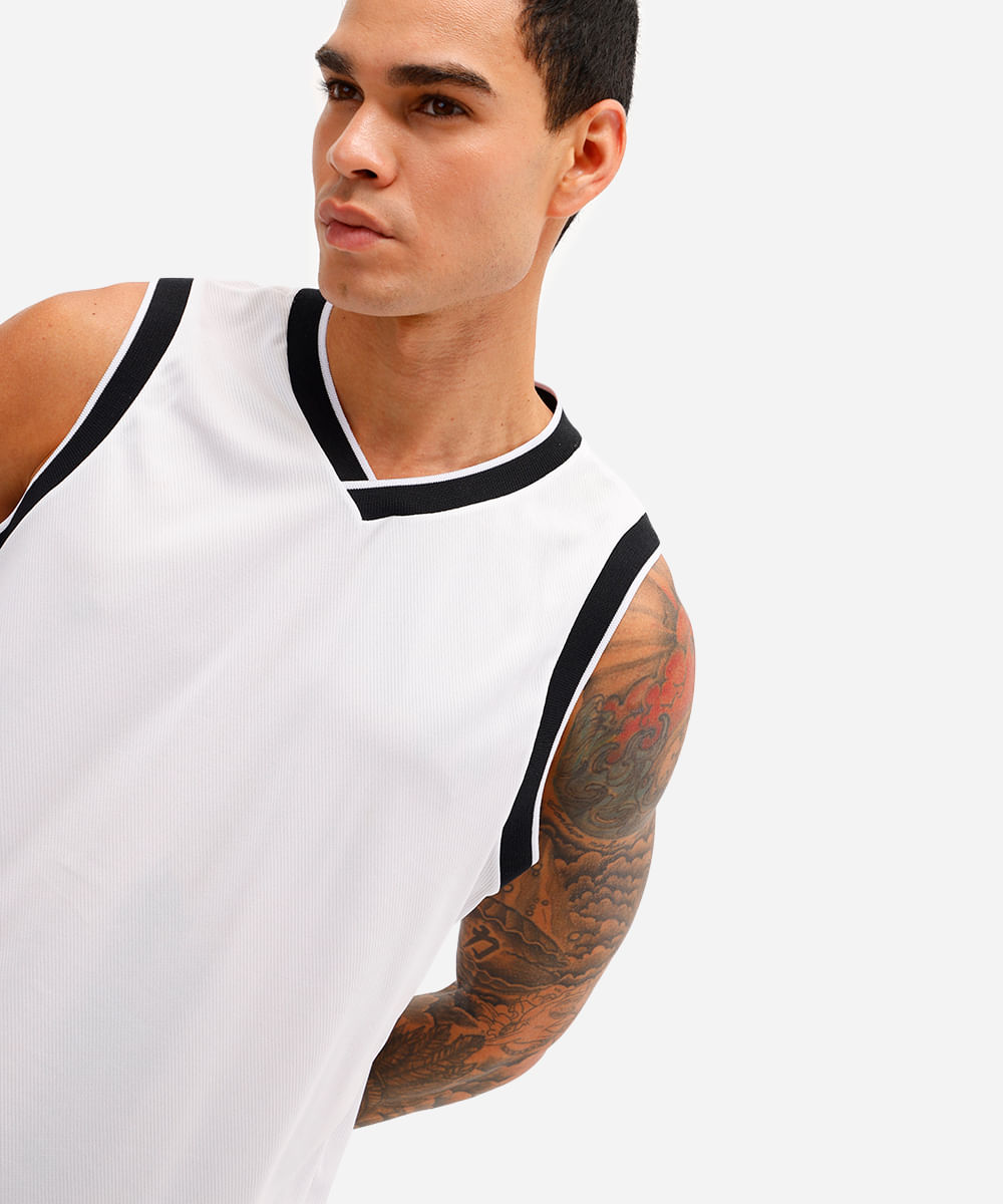 regata basquete masculina esportiva branca