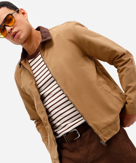 jaqueta masculina de sarja gola cotelê marrom P