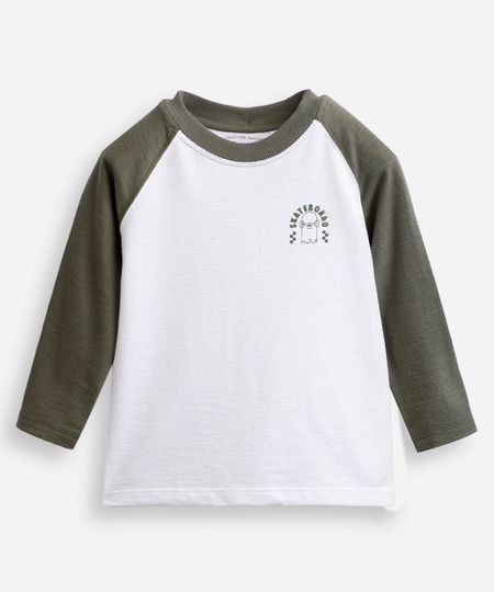 blusa infantil de algodão raglan texturizada verde 6