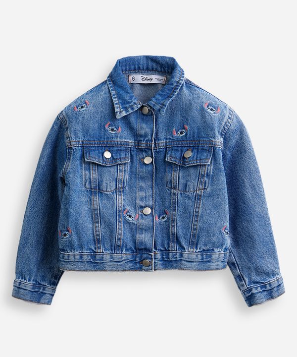 jaqueta jeans infantil manga longa stitch azul 4