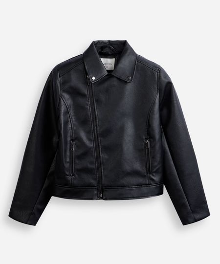 jaqueta infantil biker de poliuretano manga longa preto 14