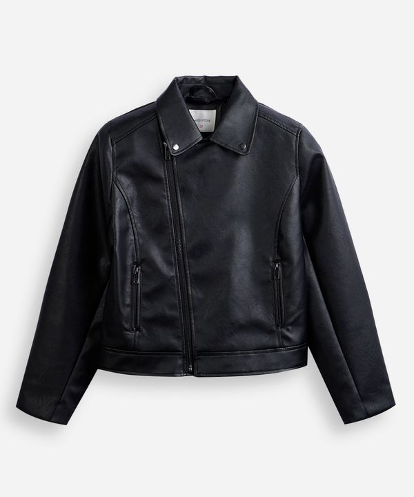 jaqueta infantil biker de poliuretano manga longa preto 12