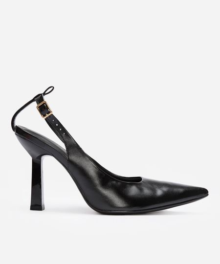 scarpin bico fino salto alto verniz oneself preto 35