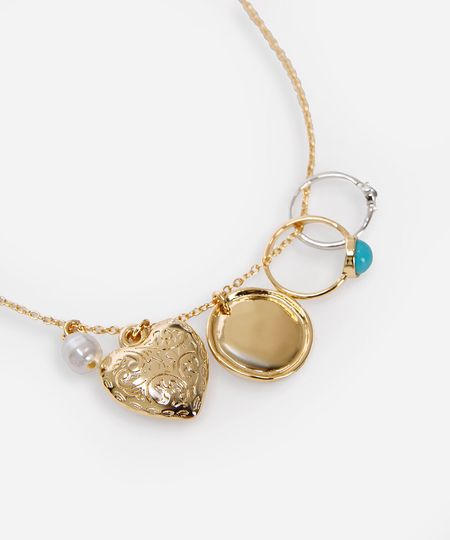 colar mix de pingentes rita lazzarotti dourado UNICO colar mix de pingentes rita lazzarotti dourado UNICO