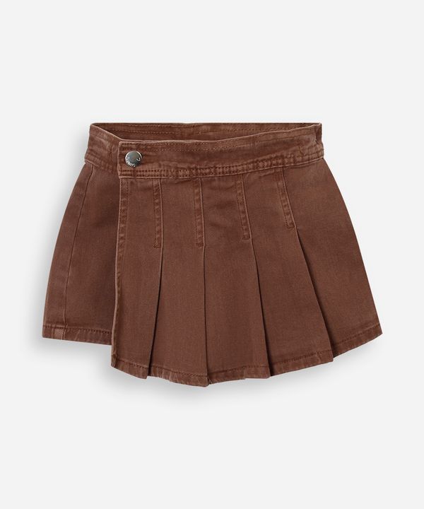 short saia plissada infantil sarja marrom 6