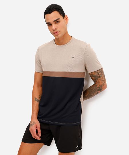 camiseta masculina esportiva ace manga curta com recorte bege G camiseta masculina esportiva ace manga curta com recorte bege G
