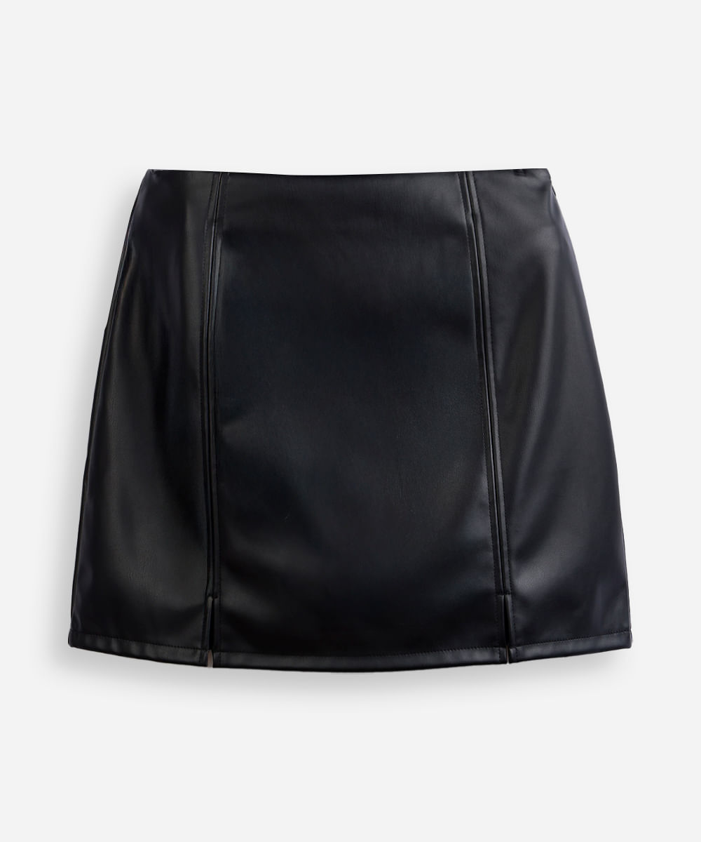 minissaia juvenil de poliuretano com fendas preta