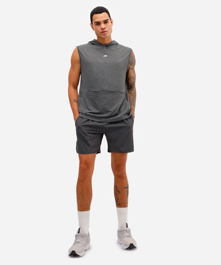 short masculino cós com elástico e nervuras esportivo ace cinza GG