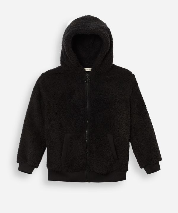 jaqueta juvenil de sherpa com capuz preta 10