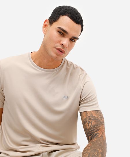 camiseta masculina básica esportiva ace manga curta bege M