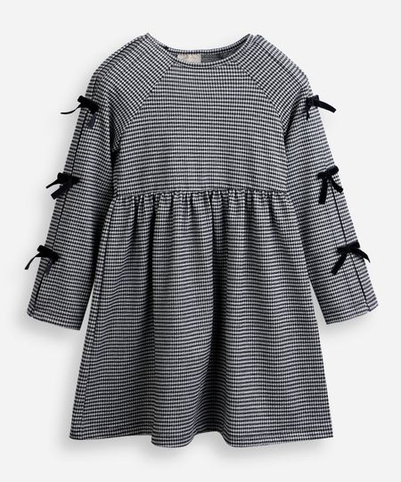 vestido infantil midi manga longa com laços xadrez preto 8 vestido infantil midi manga longa com laços xadrez preto 8