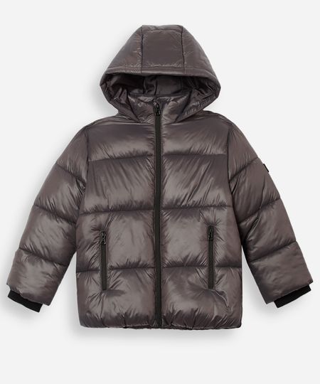 jaqueta puffer infantil com capuz cinza 4 jaqueta puffer infantil com capuz cinza 4