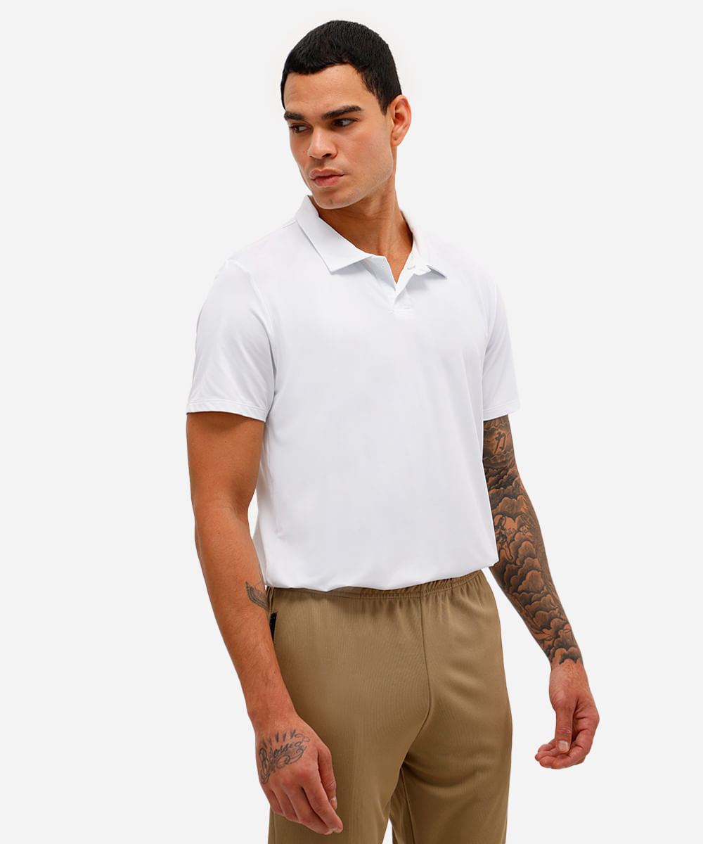 polo masculina esportiva ace manga curta branca