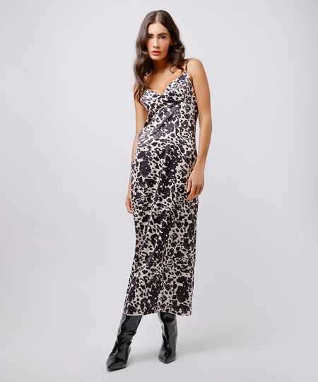 vestido slip dress feminino acetinado cow print mindset colorido G vestido slip dress feminino acetinado cow print mindset colorido G