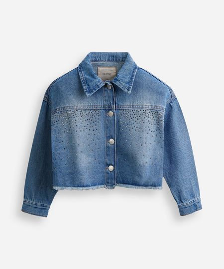 jaqueta infantil jeans com brilho azul 6
