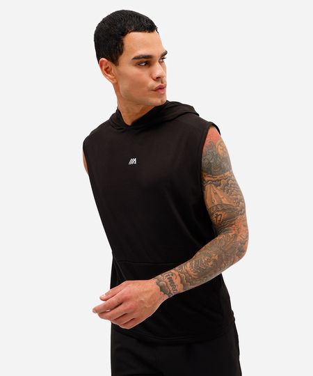regata machão esportiva ace com capuz e bolso canguru preta P regata machão esportiva ace com capuz e bolso canguru preta P