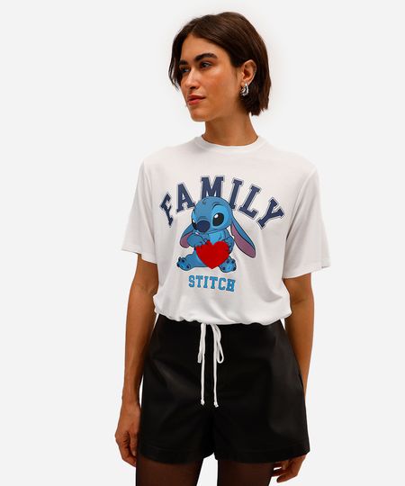 camiseta feminina de viscose stitch com amarração off white PP