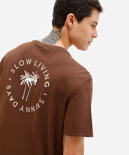 camiseta masculina de algodão manga curta coqueiro marrom PP camiseta masculina de algodão manga curta coqueiro marrom PP