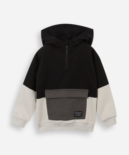 blusão infantil de moletom com capuz e bolso cinza 6 blusão infantil de moletom com capuz e bolso cinza 6