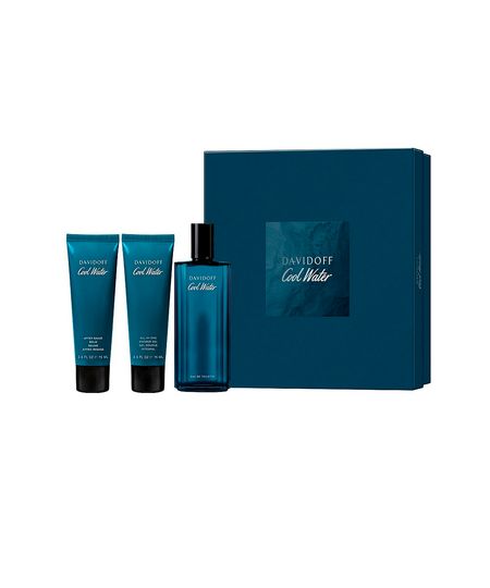 kit perfume masculino davidoff cool water fragrance coffrets 125ml balm 75ml shower 75ml UNICO