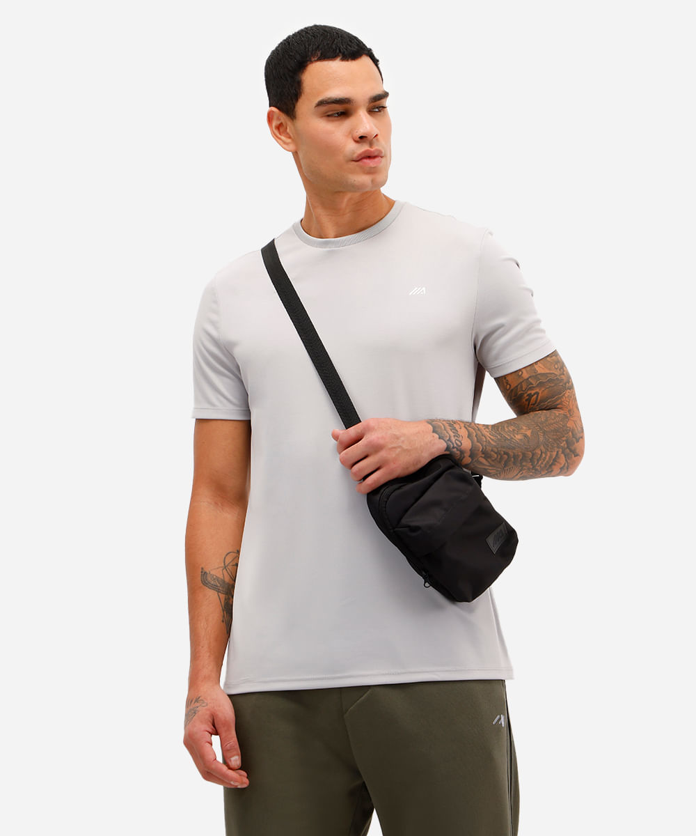 camiseta masculina básica esportiva ace manga curta cinza