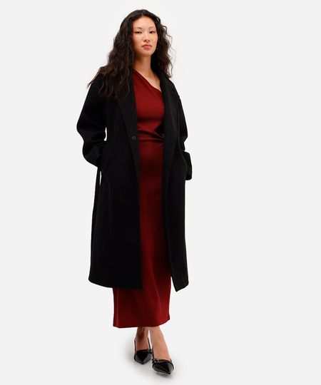 casaco trench coat com faixa preto PP