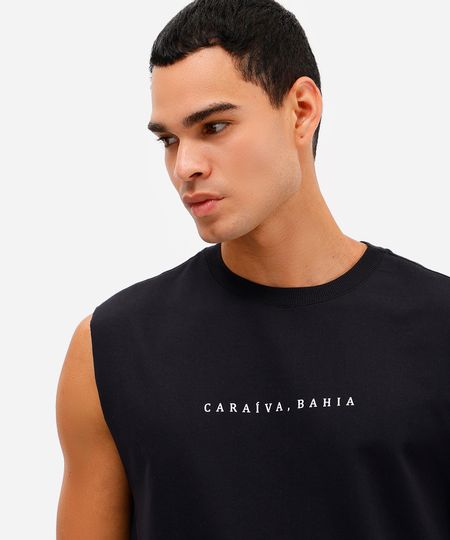 regata machão masculina estampada preta P