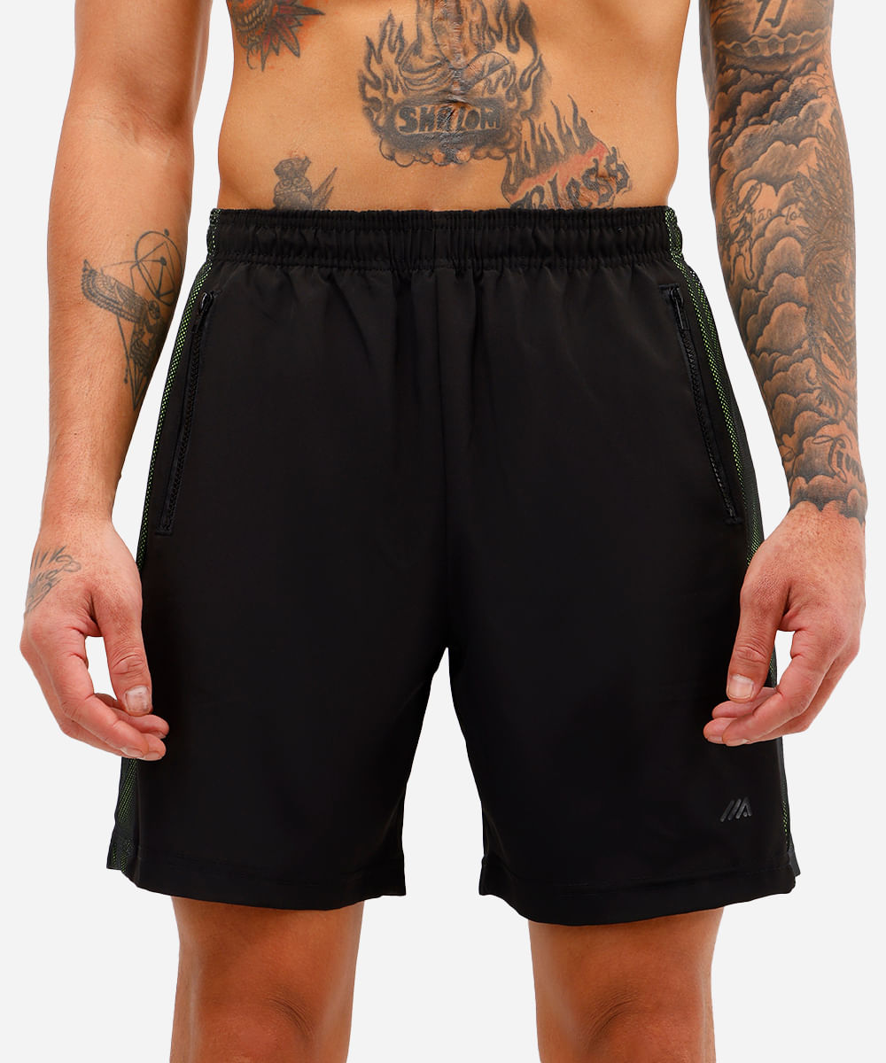 bermuda masculina esportiva ace com recorte lateral verde