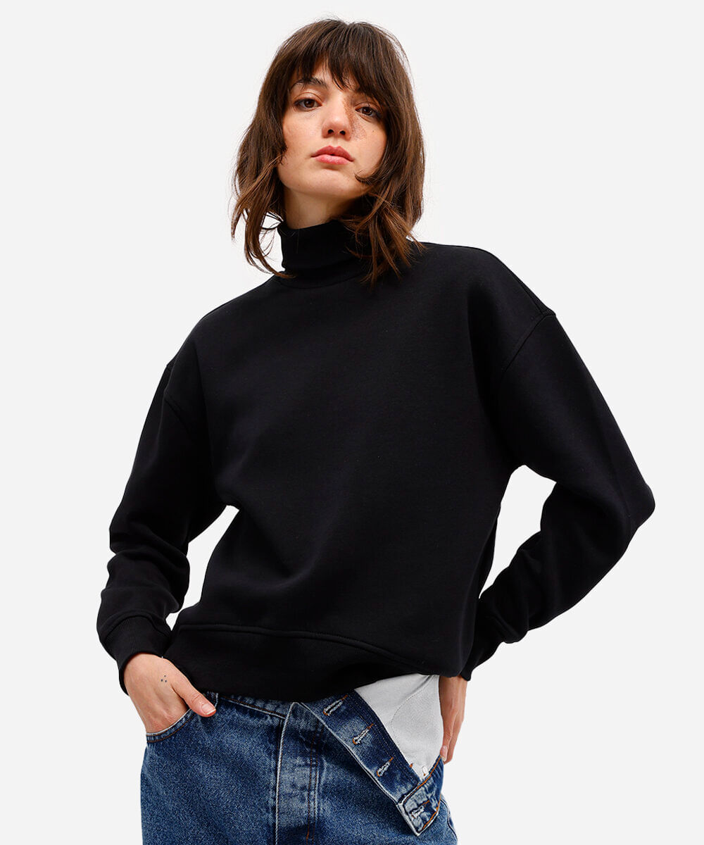 blusão de moletom feminino gola alta vinho