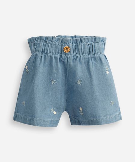 short clochard infantil jeans floral azul 3-6 short clochard infantil jeans floral azul 3-6
