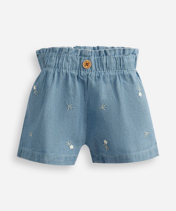 short clochard infantil jeans floral azul 18-24