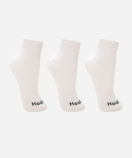 kit de 3 pares de meias cano médio branco 33-38