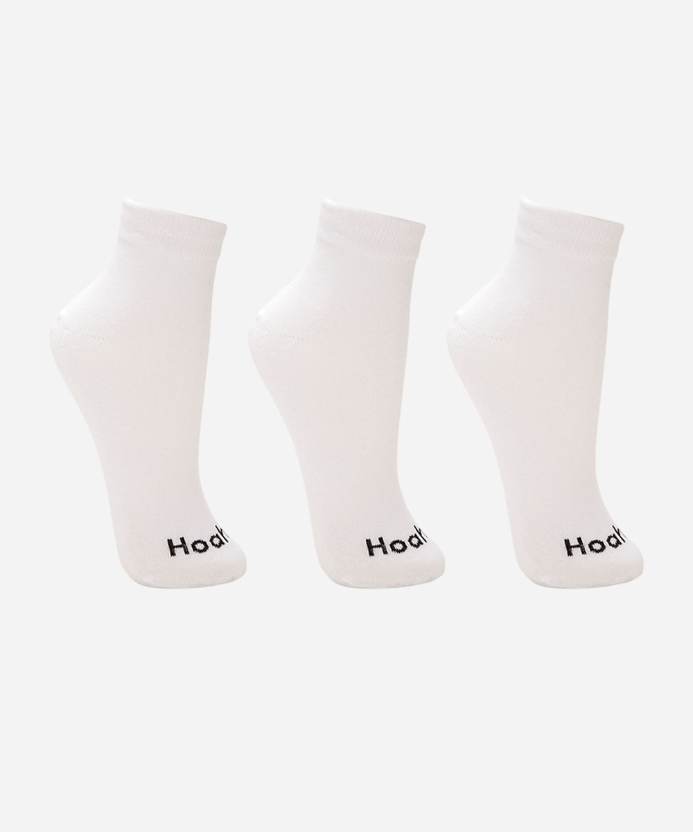 kit de 3 pares de meias cano médio branco